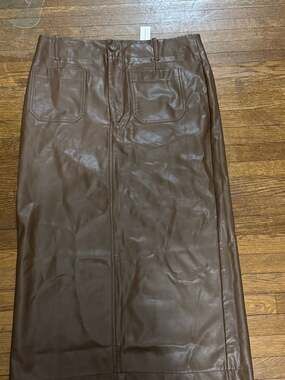 Maeve by Anthropologie The Colette Faux Leather Maxi Skirt in Brown